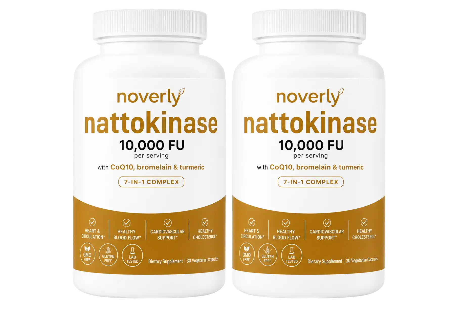 Two Noverly Nattokinase bottles